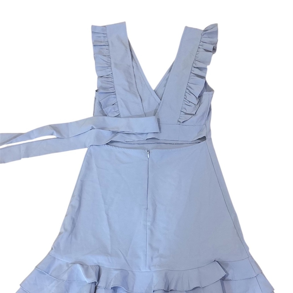 Chic Light Blue Ruffle Mini Dress - Picture 2 of 5